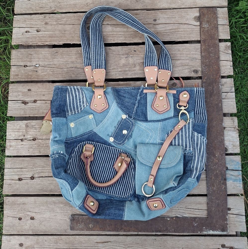 Hodgepodge denim patch purse